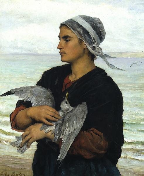 Jules Breton The Wounded Sea Gull China oil painting art